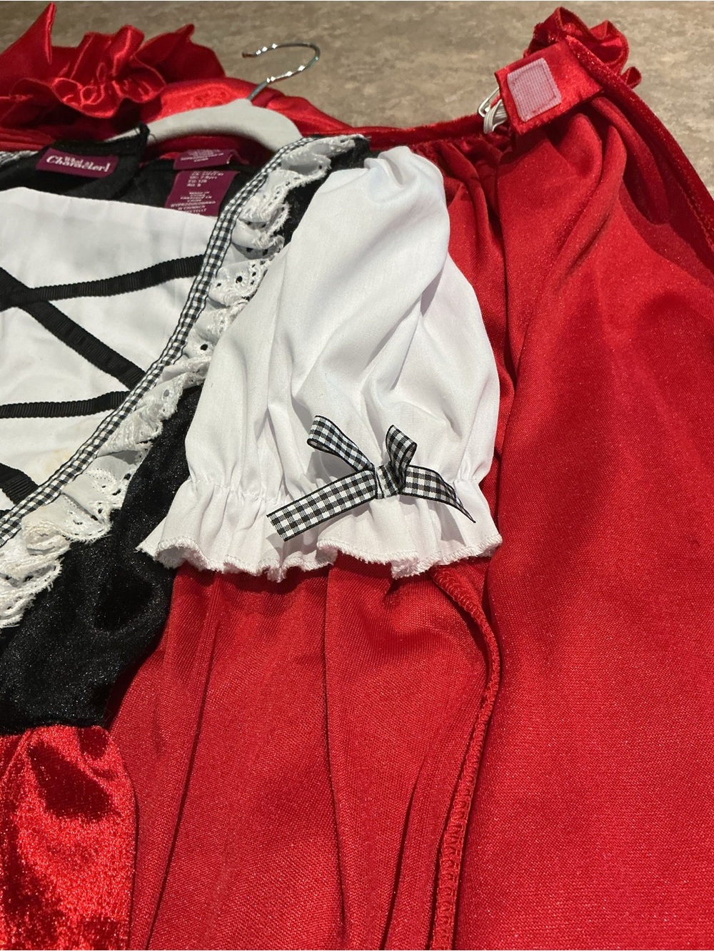 Red Little Red Riding Hood Girls' Costume with White Apron & Coat/Cap - Picture 6 of 15